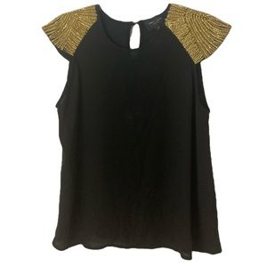 Romeo+Juliet Couture Gold Jewelled Black Top